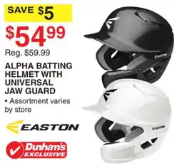 Dunham's Sports EASTON ALPHA BATTING HELMET WITH UNIVERSAL JAW GUARD offer