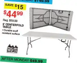 Dunham's Sports WFS 6' CENTERFOLD TABLE offer