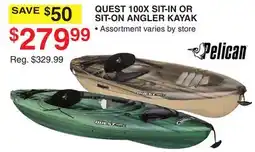 Dunham's Sports PELICAN QUEST 100X SIT-IN OR SIT-ON ANGLER KAYAK offer