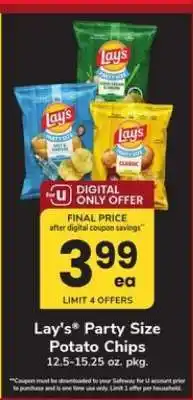 Safeway Lay's Party Size Potato Chips offer
