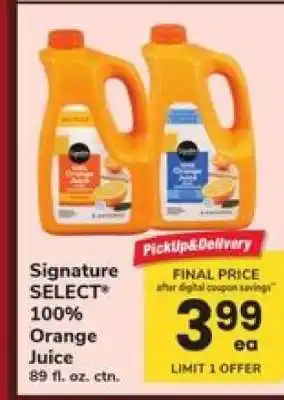 Safeway Signature SELECT 100% Orange Juice offer