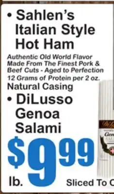 SuperFresh • Sahlen's Italian Style Hot Ham • DiLusso Genoa Salami offer