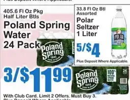 SuperFresh Poland Spring Water 24 Pack, Polar Seltzer 1 Liter offer
