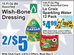SuperFresh Wish-Bone Dressing La Croix Sparkling Water offer