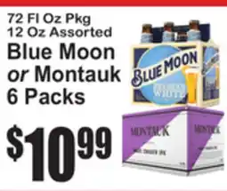 SuperFresh 72 FL Oz Pkg 12 Oz Assorted Blue Moon or Montauk 6 Packs offer