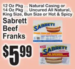 SuperFresh Sabrett Beef Franks offer