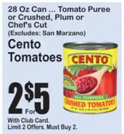 SuperFresh 28 Oz Can ... Tomato Puree or Crushed, Plum or Chef's Cut offer