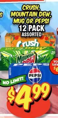 Western Beef CRUSH, MOUNTAIN DEW, MUG OR PEPSI offer