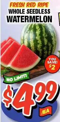 Western Beef FRESH RED RIPE WHOLE SEEDLESS WATERMELON offer