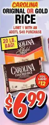 Western Beef CAROLINA ORIGINAL OR GOLD RICE offer