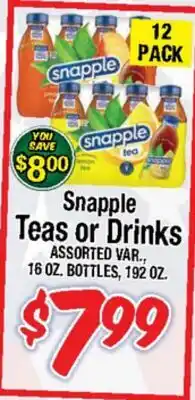 Western Beef Snapple Teas or Drinks offer