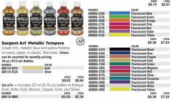 Blick Sargent Art Metallic Tempera offer