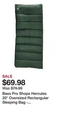 Cabela's Bass Pro Shops Hercules 20° Oversized Rectangular Sleeping Bag - Hunter Green offer