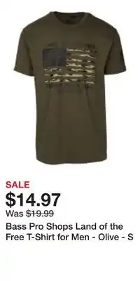 Cabela's Bass Pro Shops Land of the Free T-Shirt for Men - Olive - S offer