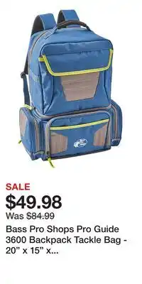 Cabela's Bass Pro Shops Pro Guide 3600 Backpack Tackle Bag - 20 x 15 x 7-1/2 - Bag with Three 3600 Boxes offer