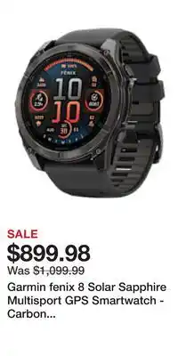 Cabela's Garmin fenix 8 Solar Sapphire Multisport GPS Smartwatch - Carbon Gray DLC - 47mm offer
