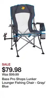 Cabela's Bass Pro Shops Lunker Lounger Fishing Chair - Gray/Blue offer