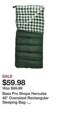 Cabela's Bass Pro Shops Hercules 40° Oversized Rectangular Sleeping Bag - Hunter Green offer