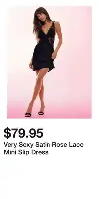 Victoria's Secret Very Sexy Satin Rose Lace Mini Slip Dress offer