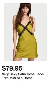 Victoria's Secret Very Sexy Satin Rose Lace-Trim Mini Slip Dress offer