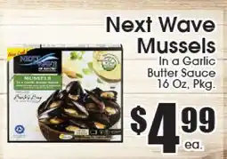 Supremo Foods Inc Next Wave Mussels In a Garlic Butter Sauce offer