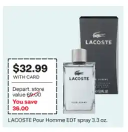 CVS LACOSTE Pour Homme EDT spray offer