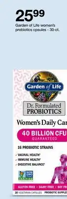 Target Garden of Life women's probiotics capsules offer