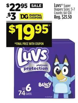 Dollar General Luvs Super Diapers offer
