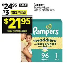 Dollar General Pampers Swaddlers offer
