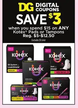Dollar General ANY Kotex Pads or Tampons offer