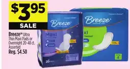 Dollar General Breeze Ultra Thin Maxi Pads or Overnight offer