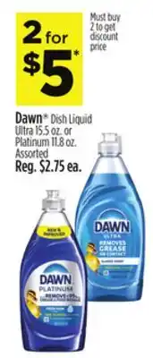 Dollar General Dawn Dish Liquid Ultra or Platinum offer