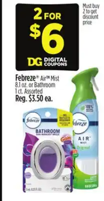 Dollar General Febreze Air Mist 81 oz. or Bathroom 1 ct offer