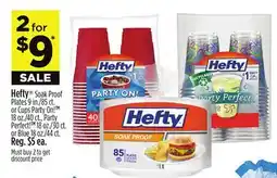 Dollar General Hefty Soak Proof Plates or Cups Party On!, Party Perfect! or Blue offer