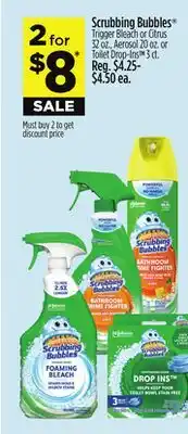 Dollar General Scrubbing Bubbles Trigger Bleach or Citrus, Aerosol or Toilet Drop-Ins offer