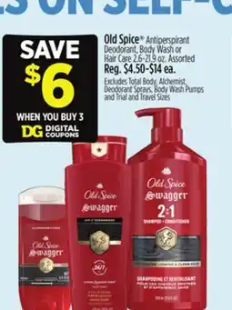 Dollar General Old Spice Antiperspirant Deodorant, Body Wash or Hair Care offer