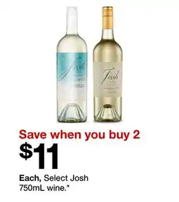 Target Each, Select Josh 750mL wine offer