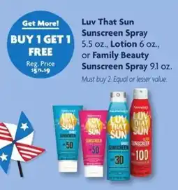 Family Dollar Luv That Sun Sunscreen Spray offer