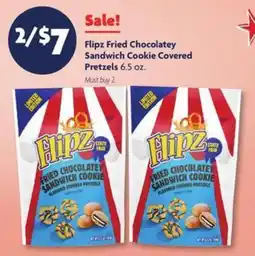 Family Dollar Flipz Fried Chocolatey Sandwich Cookie Covered Pretzels offer