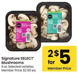 Albertsons Signature select mushrooms offer