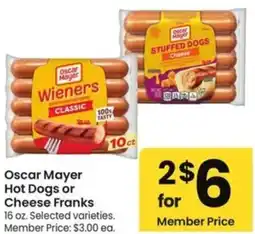 Albertsons Oscar Mayer Hot Dogs or Cheese Franks offer