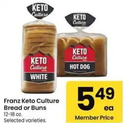 Albertsons Franz Keto Culture Bread or Buns offer