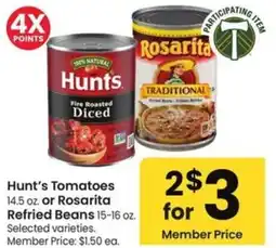 Albertsons Hunts Tomatoes or Rosarita Refried Beans offer