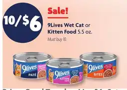 Family Dollar 9Lives Wet Cat or Kitten Food offer