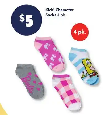 Family Dollar Kids' Character Socks offer