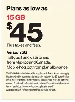Family Dollar Verizon offer