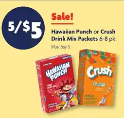 Family Dollar Hawaiian Punch or Crush Drink Mix Packets offer