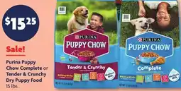 Family Dollar Purina Puppy Chow Complete or Tender & Crunchy Dry Puppy Food offer