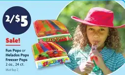 Family Dollar Fun Pops or Helados Pops Freezer Pops offer