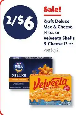 Family Dollar Kraft Deluxe Mac & Cheese 14 oz. or Velveeta Shells & Cheese 12 oz offer